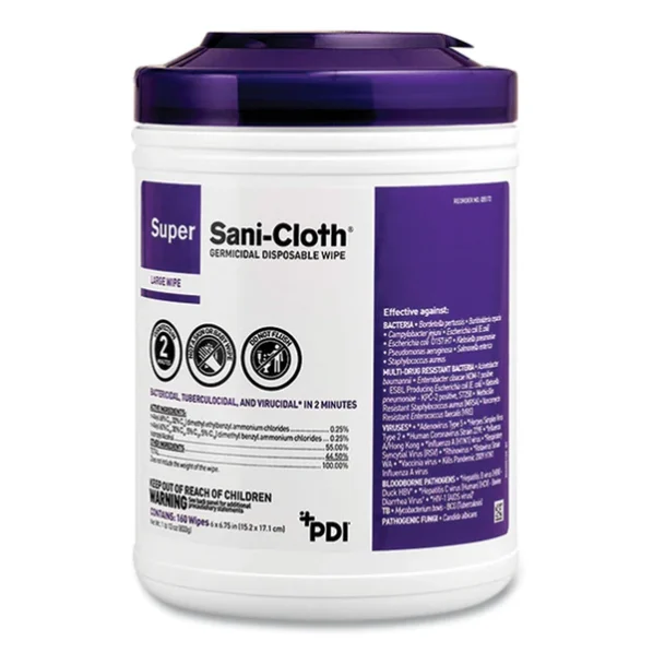 Sani Professional® Super Sani-Cloth Germicidal Disposable Wipes, Extra-Large, 1-Ply, 7.5' x 15', Unscented, White, 75/Pack